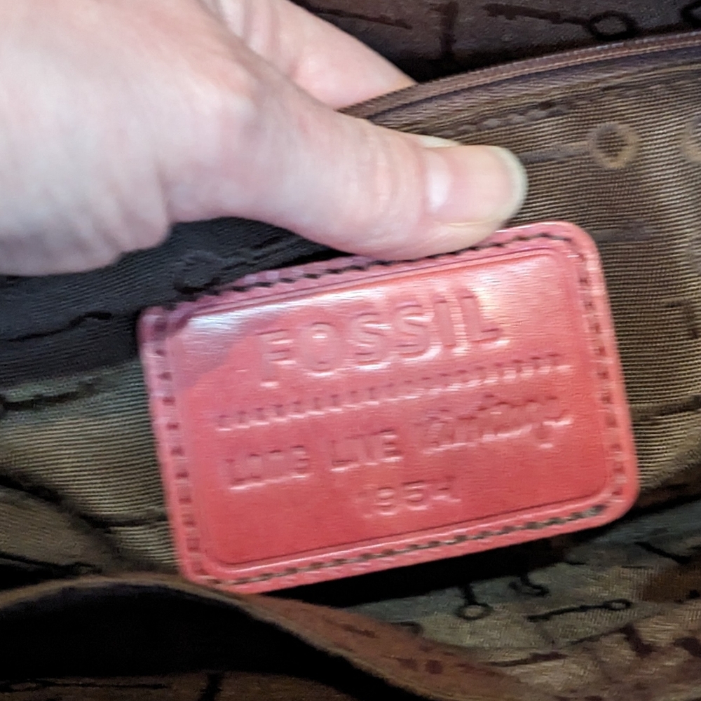 Vintage Fossil Y2K Leather Flap Chain Strap Baddie Shoulder Bag Pinky Red - Picture 8 of 16